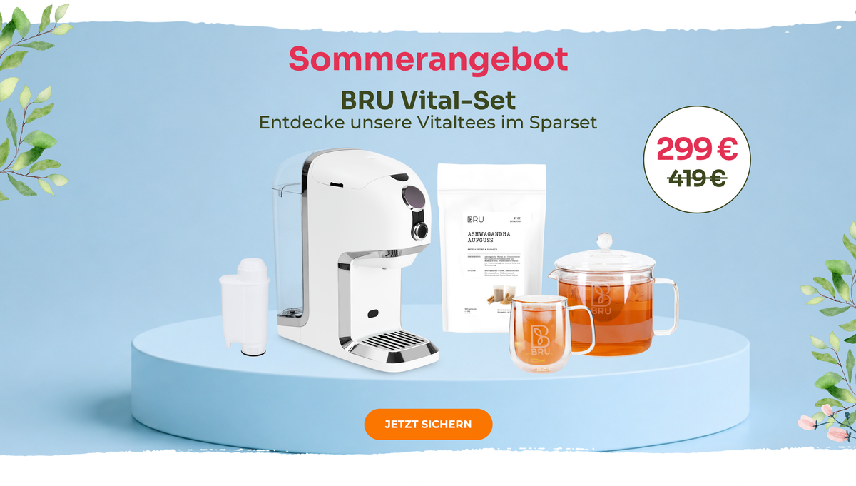 BRU Vital-Set mit Teemaschine, Vitaltee und Glastasse im Sparset